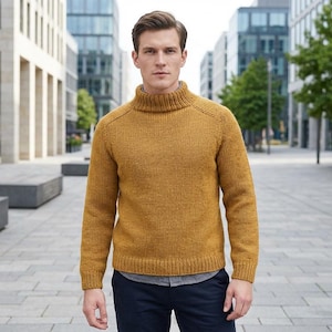Herren Strickpullover Muster PDF Sattel Schulter Pullover Doppelhals Pullover