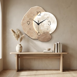 Horloge murale à phases de lune, horloge murale silencieuse et moderne, décoration murale abstraite en acrylique, horloge minimaliste pour salon, cadeau scandinave pour la maison