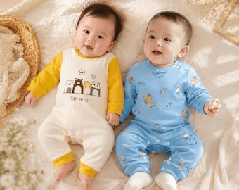 Baby Romper Cotton Long Sleeve Bodysuit Newborn Infant Pajamas Soft Baby Jumpsuit Unisex Cute Animal Print Sleepsu