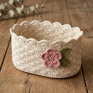 Pretty Oval Crochet Basket Pattern PDF Step By Step