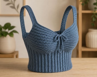 Ribbed Sweetheart Bustier Crochet Pattern | Summer Crop Top (PDF)