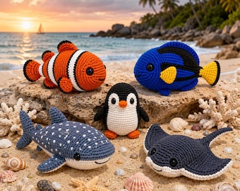Ocean Amigurumi Crochet Patterns Bundle | Sea Animals PDF Digital Download