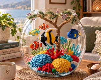 Crochet Aquarium Pattern, Underwater Sea Life Decor, Fish Bowl Crochet Tutorial