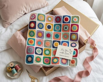 Granny Square Crochet Pattern PDF, Crochet Blanket Squares, Block Patterns, Instant Download