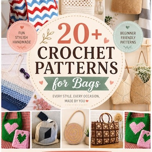 20+ Bag Crochet Patterns Bundle PDF | Crochet Tote Bags, Handbags & Purses | Instant Download