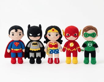 Crochet Superhero Amigurumi Doll Patterns | 6 in 1 Hero Toy PDF (Instant Download)