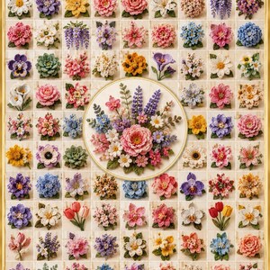 Crochet Flowers Pattern Bundle | 90+ Flower Bouquet Patterns PDF | Rose Tulip Daisy Sunflower Crochet image 3