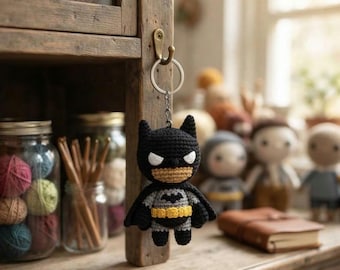 Dark Knight Amigurumi Crochet Keychain Pattern | Bat Hero PDF (Digital Download)