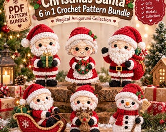 6-in-1 Christmas Amigurumi Crochet Pattern Bundle (PDF Download)
