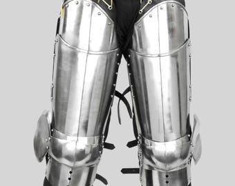 Mittelalterliche Ritter Stahl poliert Bein Rüstung Set / Cuisse und Poleyn Cosplay Kostüm