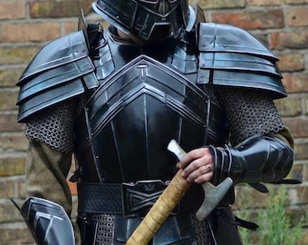 Moria Dwarf Dwarven Steel Knight Armor-pak volledig pantser met harnas, schouderstukken