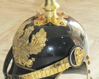 Imperial Preußischer Militaria Helm Deutscher Pickelhaube Eisenhelm mit Messingteile Rüstung