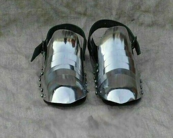 Mittelalter Stahl Gothic Sabatons: 14th Century Rüstung Stiefel Paar
