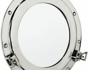 17''Aluminum Porthole Mirror With Silver Finish - Nautical Ship Wall Home Décor