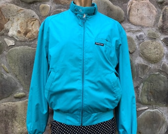 sz medium large vintage members only lightweight windbreaker jacket teal blue green seafoam 90s 80s