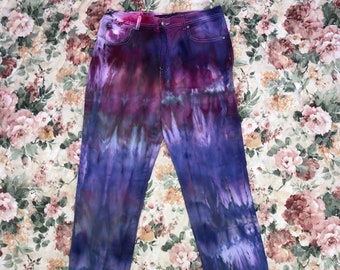 sz 10 ice dyed extra purple gloria vanderbilt high waist vintage mom jeans