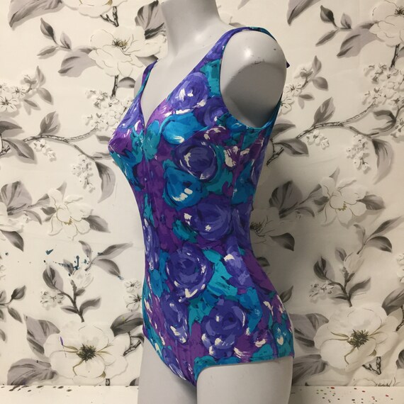 blue purple floral vintage la playa one piece bath