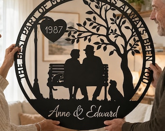 Plaque métallique personnalisée pour anniversaire, décoration murale personnalisée pour couple, cadeau pour les parents