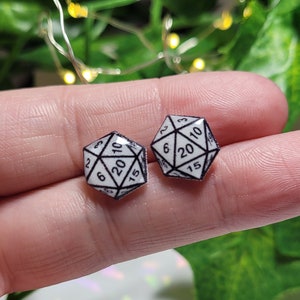 Twenty sided dice stud earrings