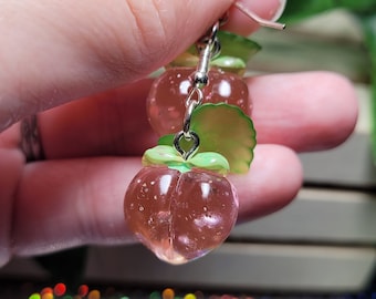 Plastic translucent pink peach dangle earrings