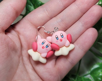 Kawaii Kirby star earrings :Stainless steel, Plastic.