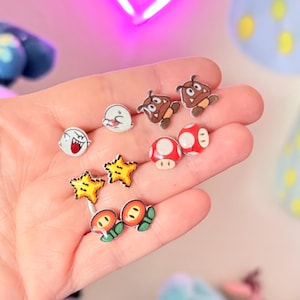 Ultimate Video game stud earring collection.// Stainless steel, resin, plastic.