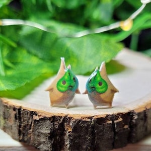 LOZ stud earrings|| magic forest|| gamer gift.// Stainless steel, resin, plastic.