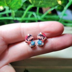 90&#39;s video game stud earrings|| gamer gift.// Stainless steel, resin, plastic.