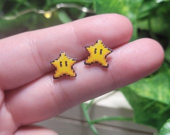 Video game star stud earrings.