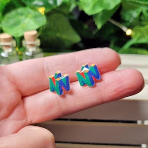 90&#39;s video game studs|| gamer jewelry.