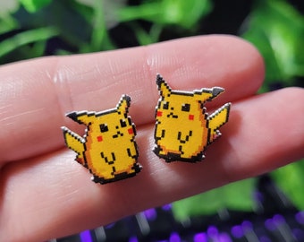 Pixel chuuuu stud earrings, gift for gamers