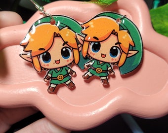 Link dangle earring ,gamer gift.