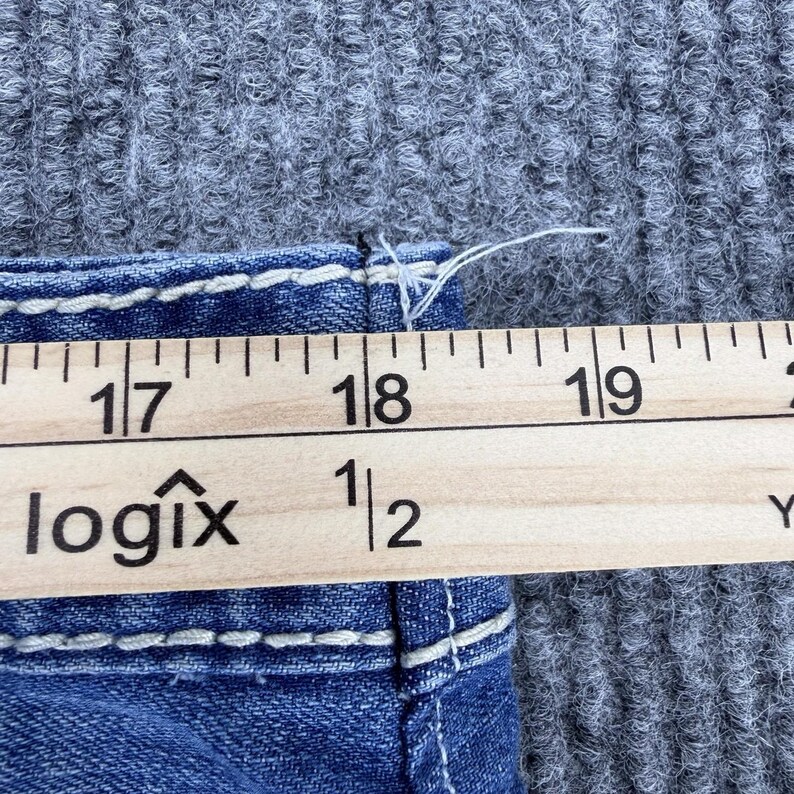 True Religion Heren 42 Cut Off Short Baggy Y2K Distressed Denim Flap afbeelding 9