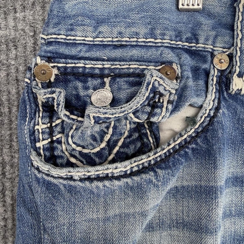 True Religion Heren 42 Cut Off Short Baggy Y2K Distressed Denim Flap afbeelding 5