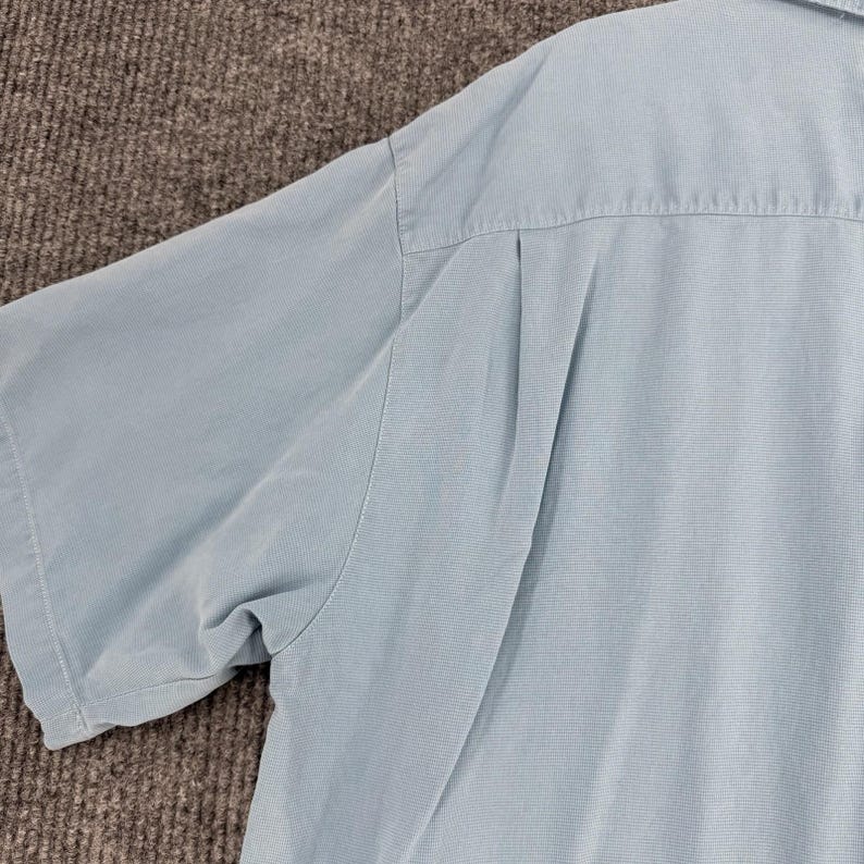 Vintage Tommy Bahama men's silk camp shirt loop collar blue XXL coconut buttons image 7