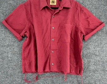 vintage Pusser's West Indies chemise courte en lin pour hommes L ourlet brut boxy coast