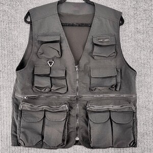 Utility Vest Multi Pocket Tactical Techwear Gorpcore Black Zip L