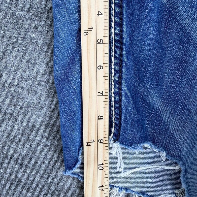 True Religion Heren 42 Cut Off Short Baggy Y2K Distressed Denim Flap afbeelding 10