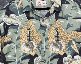 Vintage Kahala Aloha Shirt Mens 2XL XL Green Tropical Hawaiian Camp