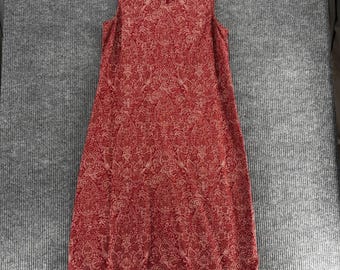 Vintage Liz Claiborne Lizsport Petite 14 rode linnenmix jaren 80 Shiftjurk Birds L