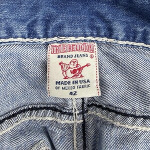True Religion Heren 42 Cut Off Short Baggy Y2K Distressed Denim Flap afbeelding 2