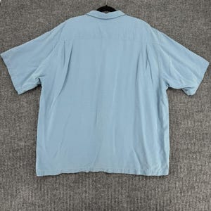 Vintage Tommy Bahama men's silk camp shirt loop collar blue XXL coconut buttons image 4