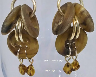 Vintage Button Drop Earrings