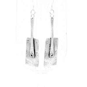 Silver plated Zamak angular dangled rectangle earrings, Boho earrings