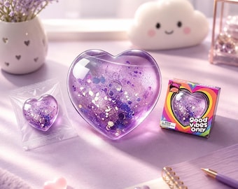 Jouet spongieux en forme de coeur scintillant, agitation sensorielle, cadeau anti-stress coeur en gelée