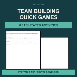 Utskrivbara snabbspel för teambuilding, 6 aktiviteter för underlättande, A4 och US Letter PDF