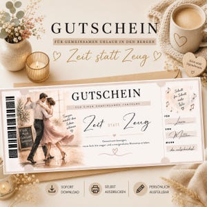 Printable dance class voucher | Dance gift certificate for couples | Time instead of things experience gift | Gift for your partner PDF download