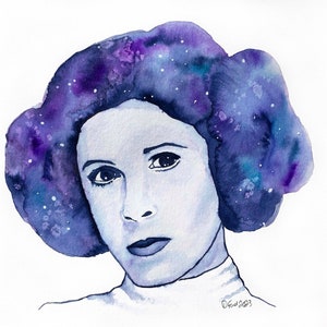 Galaxy Princess: Princess Leia Watercolor Print Geek Art