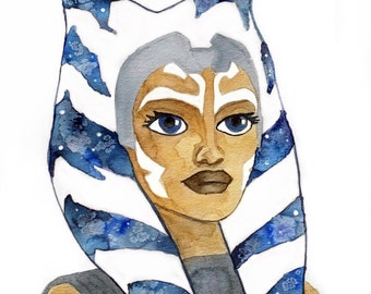 Galaxy Ahsoka Tano Watercolor Print Leia Geek Art