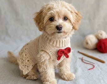 Crochet Dog Dress Pattern , Small puppy Dress  PDF, beginner friendly